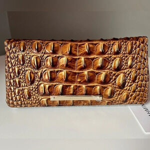 Brahmin Ady Wallet Teak Melbourne Embossed Leather Snap Closure NWT